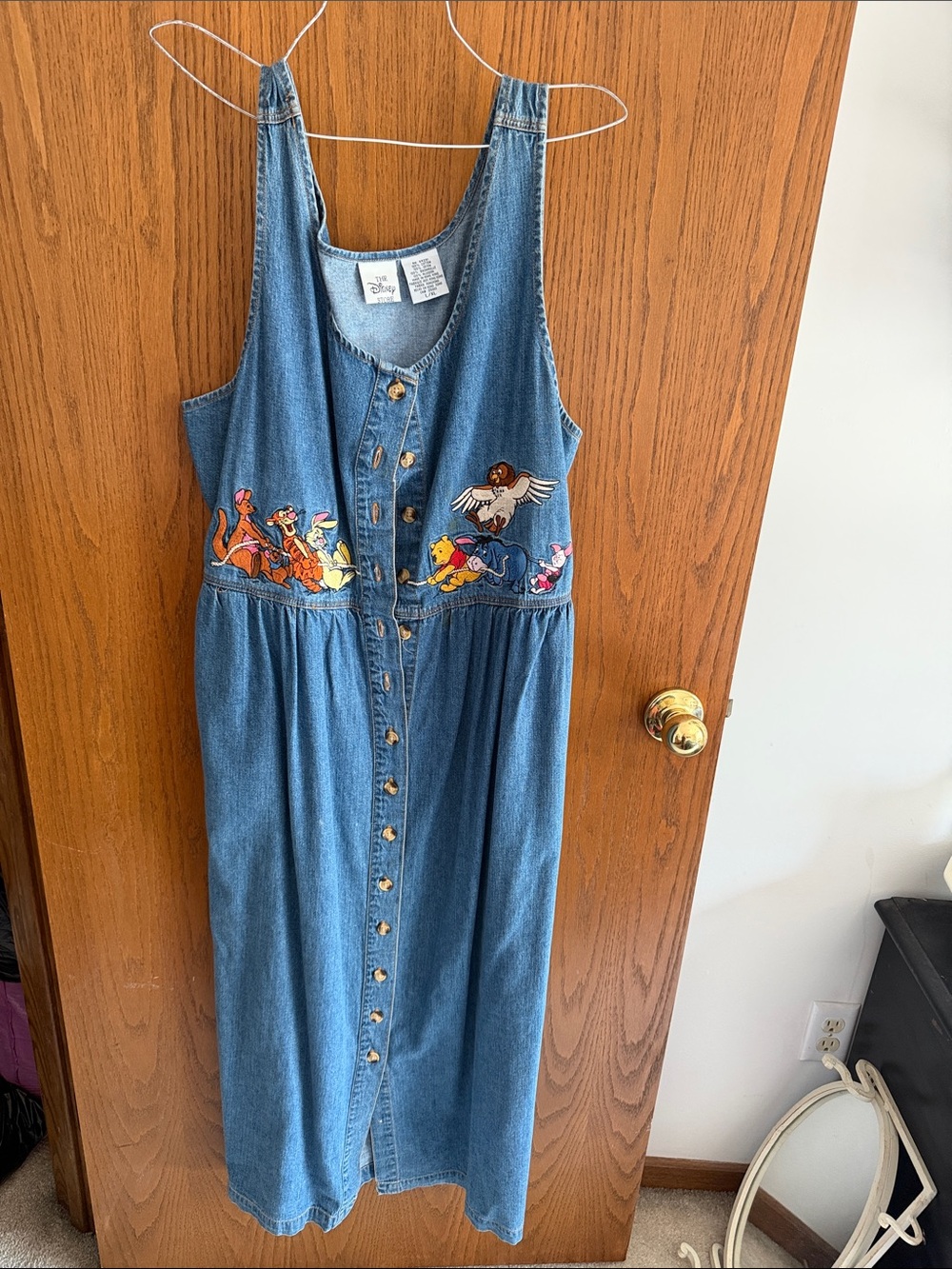 Disney Denim Dress with Colorful Character Embroidery